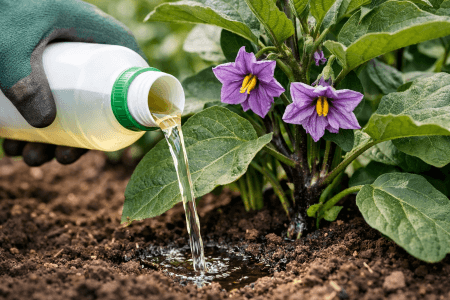 کوددهی مایع برای بوته بادمجان کوددهی مایع